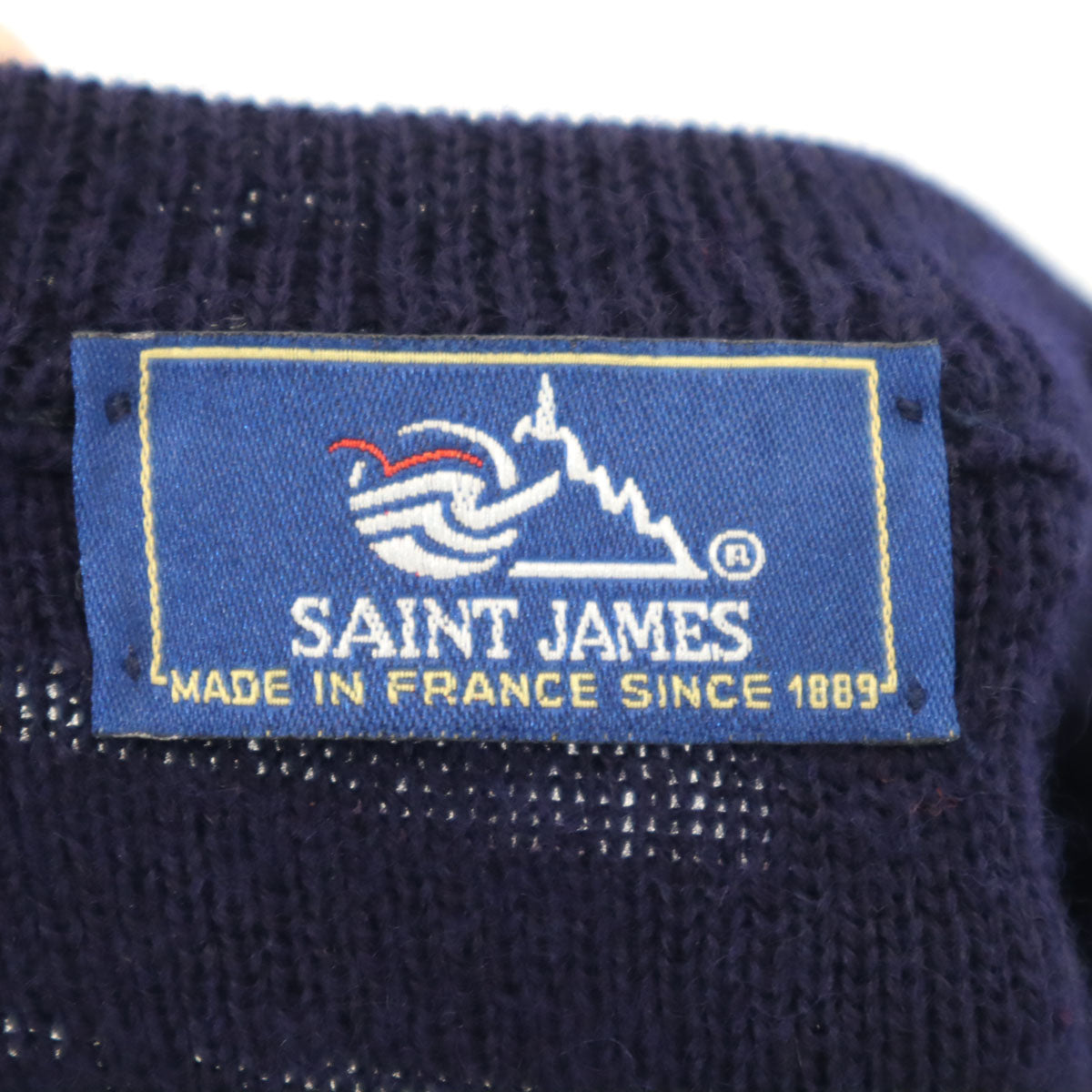 SAINT JAMES セントジェームス 90s フランス製 オールド 長袖 Vネック セーター S ネイビー ニット メンズ