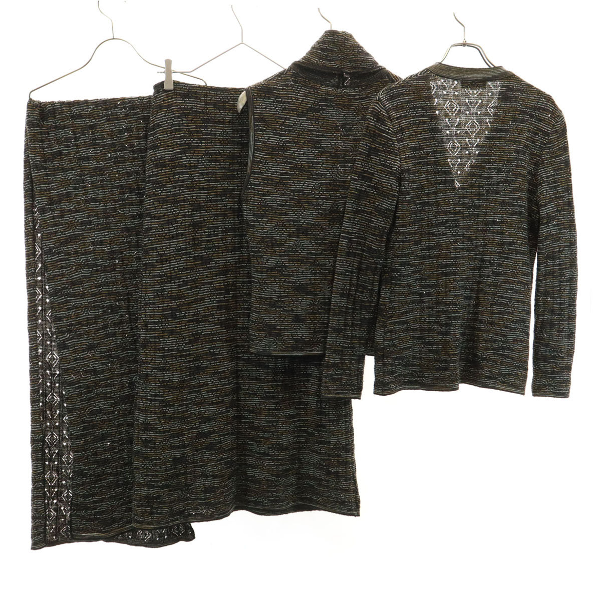 MISSONI SPORT ミッソーニ スポーツ 長袖 ニット カーディガン 上下 セットアップ 40 グレー系 レディース