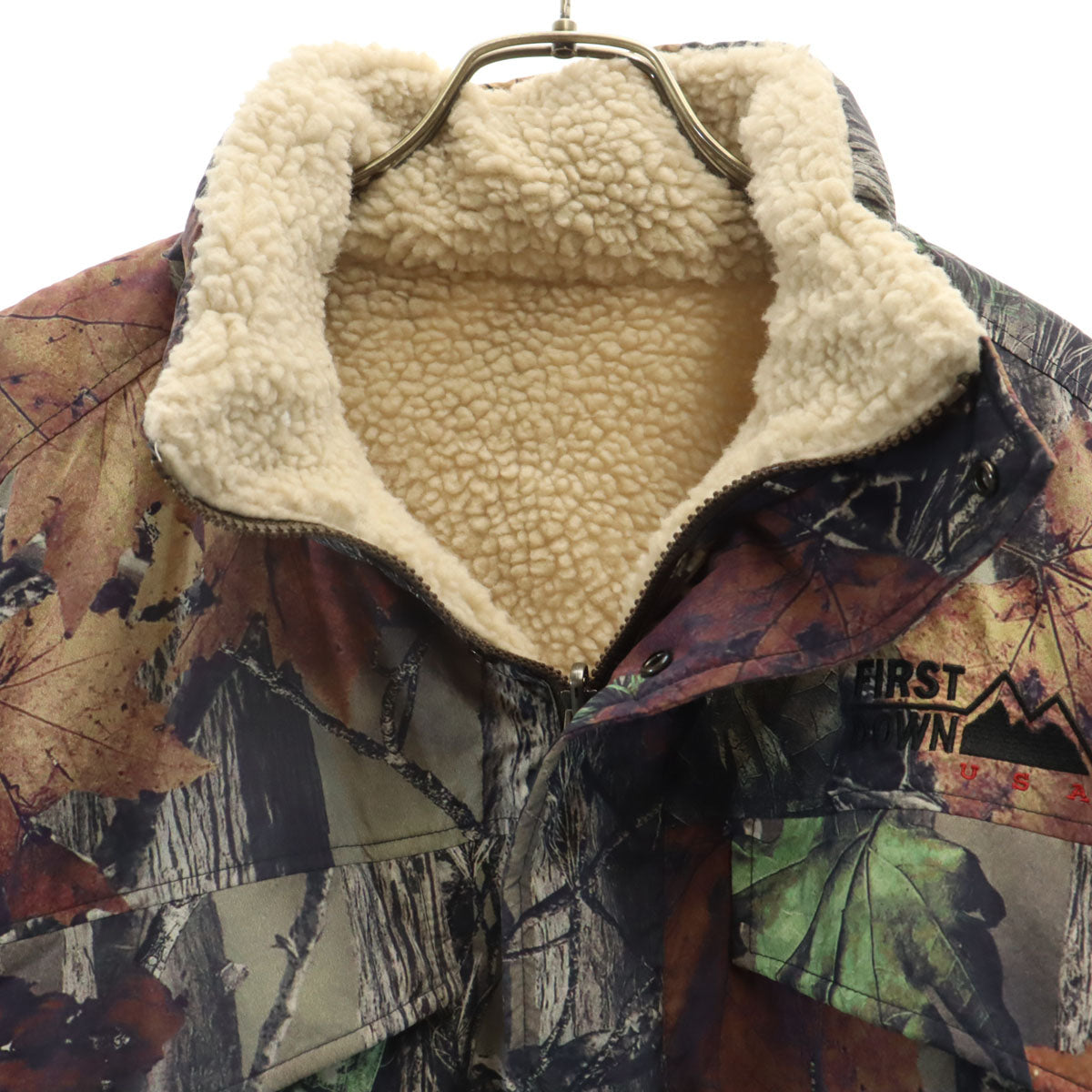 FIRSTDOWN ファーストダウン リアルツリー柄 リバーシブル ジャケット M マルチ ボア メンズ