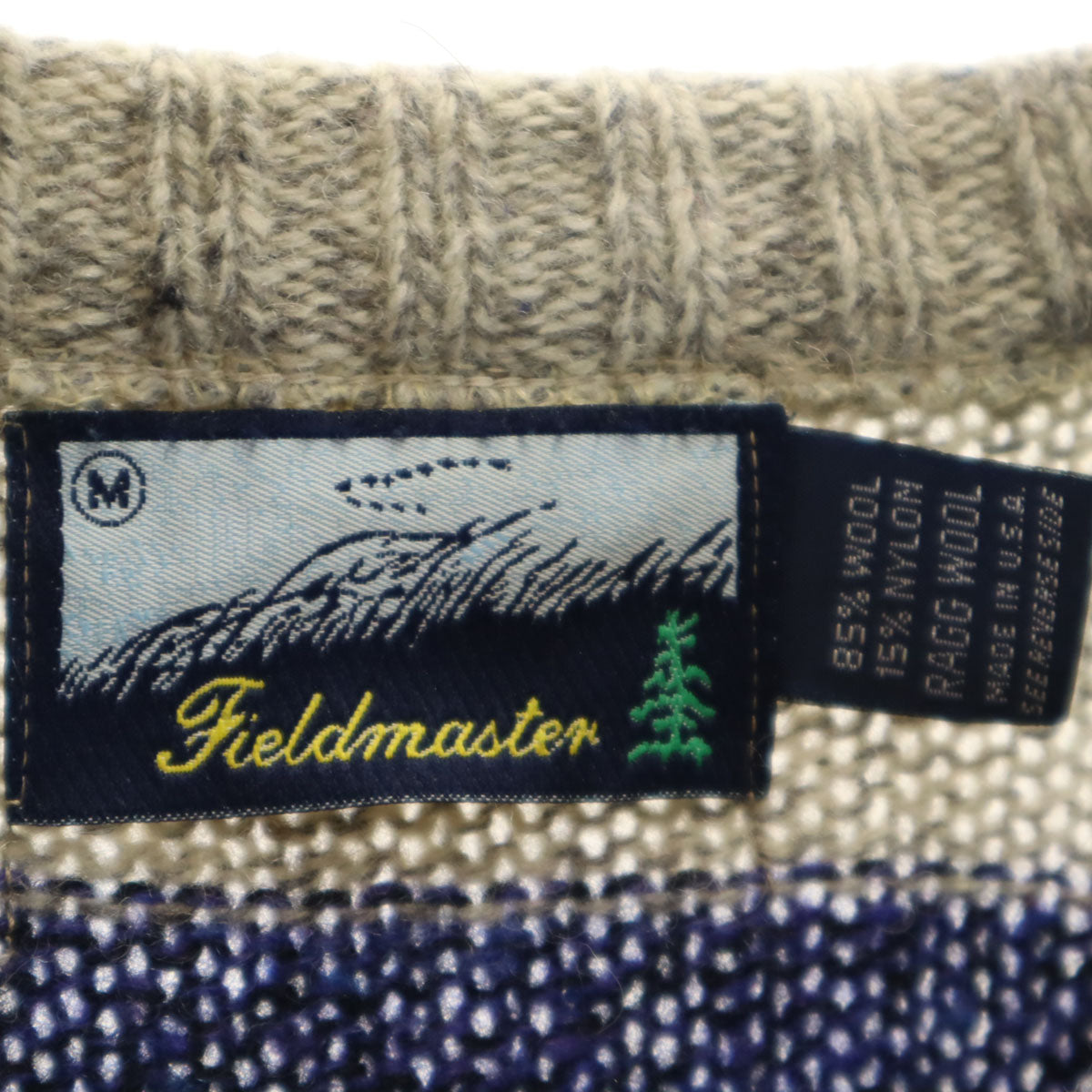 FIELDMASTER フィールドマスター 90s 00s USA製 オールド ボーダー柄 長袖 セーター M グレー ニット メンズ