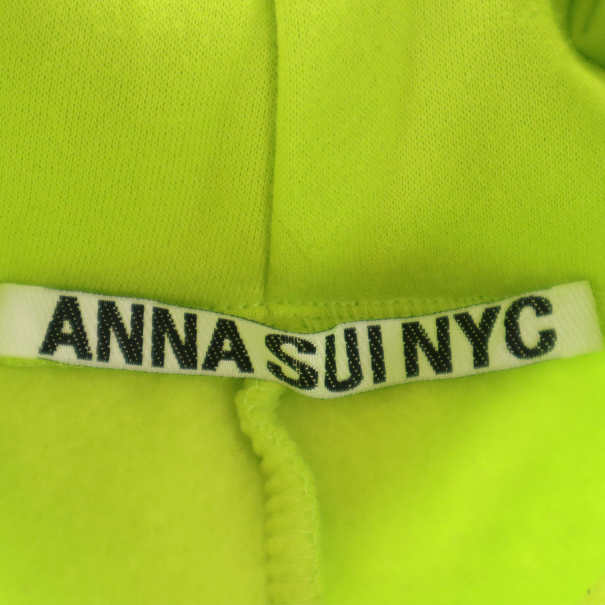 ANNA SUI NYC アナスイエヌワイシー 長袖 スウェットフーディー ロング ワンピース F ネオンイエロー 裏起毛 レディース