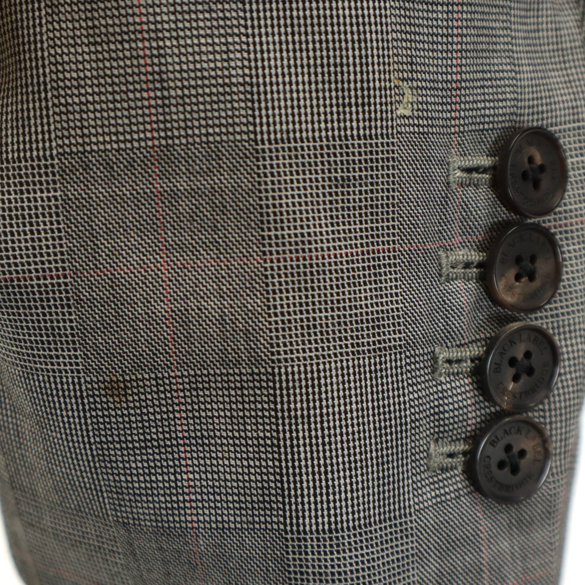 BLACK LABEL CRESTBRIDGE ブラックレーベルクレストブリッジ 日本製 ウール チェック柄 スーツ 上下 セットアップ 40L グレー 三陽商会 メンズ