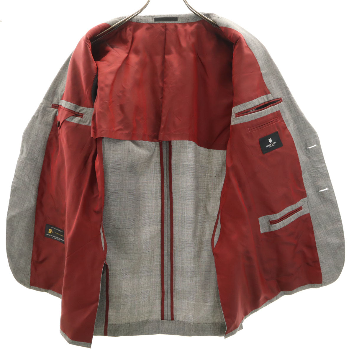 BLACK LABEL CRESTBRIDGE ブラックレーベルクレストブリッジ 日本製 ウール チェック柄 スーツ 上下 セットアップ 40L グレー 三陽商会 メンズ