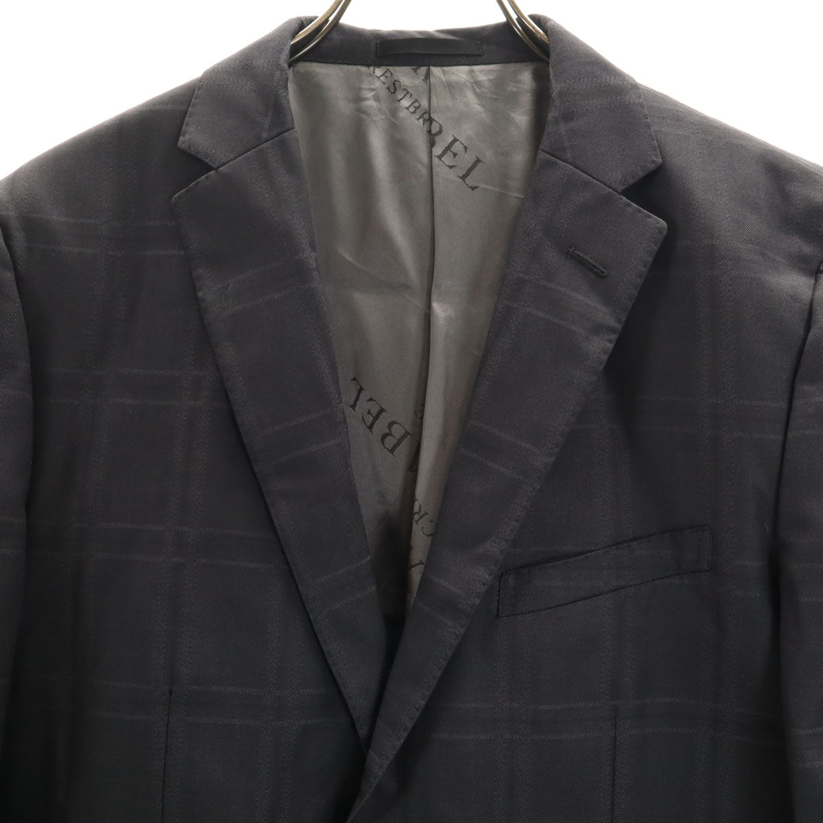 BLACK LABEL CRESTBRIDGE ブラックレーベルクレストブリッジ 日本製 ウール チェック柄 スーツ 上下 セットアップ 40L グレー 三陽商会 メンズ