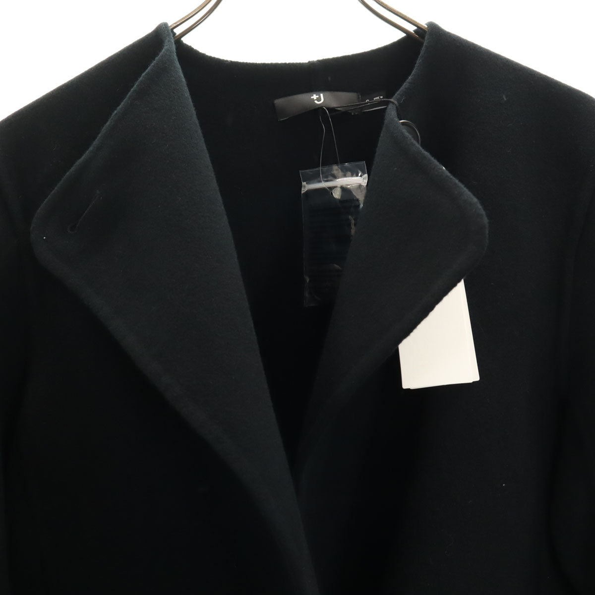 未使用 UNIQLO +J ユニクロ プラスジェイ ダブルフェイス ノーカラー ジャケット 上下 セットアップ S/64 ブラック レディース