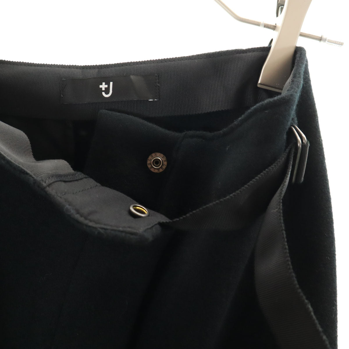 未使用 UNIQLO +J ユニクロ プラスジェイ ダブルフェイス ノーカラー ジャケット 上下 セットアップ S/64 ブラック レディース