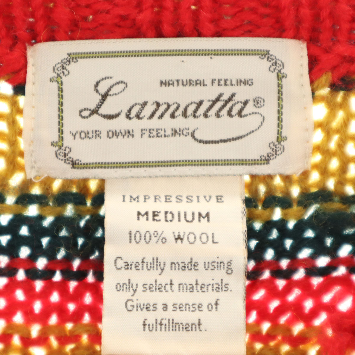 Lamatta ラマッタ 90s オールド 総柄 長袖 セーター M マルチ ニット メンズ