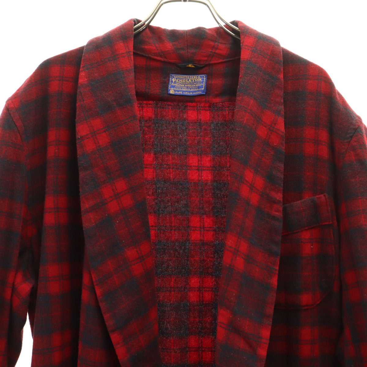 PENDLETON ペンドルトン 70s ヴィンテージ チェック柄 ショールカラー ガウンコート L レッド メンズ