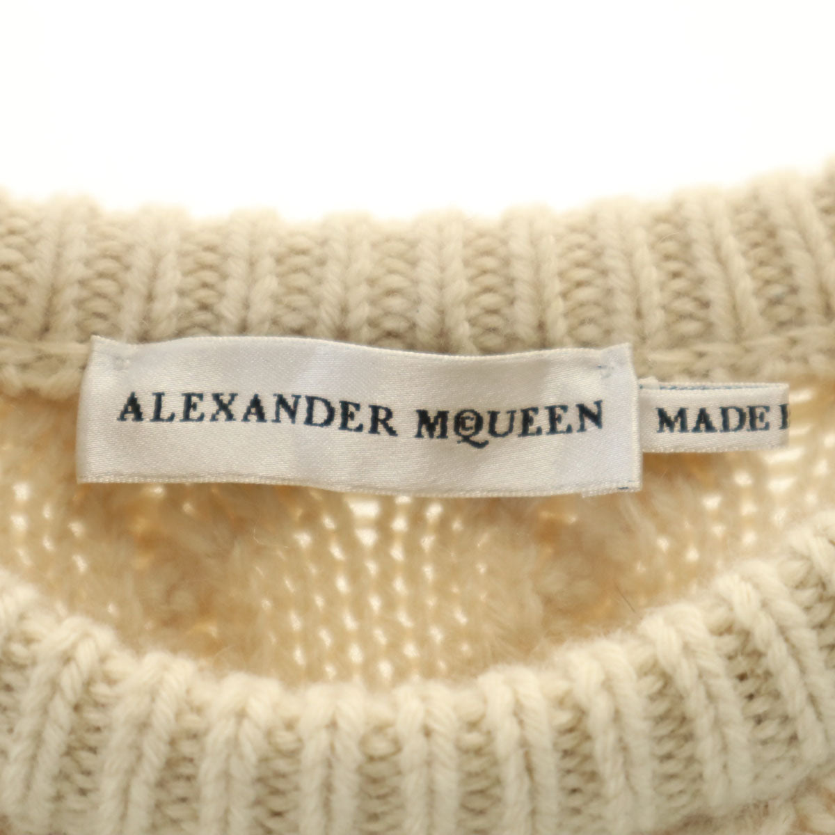 Alexander McQueen アレキサンダーマックイーン イタリア製 長袖 フィッシャーマン セーター S ベージュ アランニット メンズ