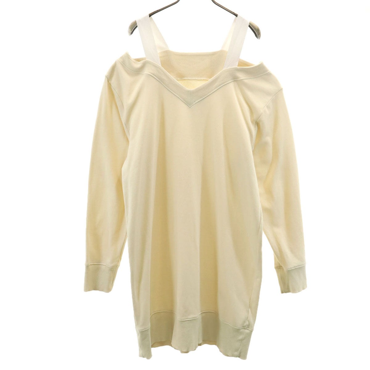 MM6 Maison Margiela エムエムシックス メゾンマルジェラ ポルトガル製 長袖 オフショルダースウェット ワンピース S アイボリー レディース
