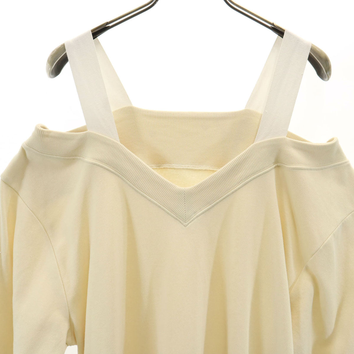 MM6 Maison Margiela エムエムシックス メゾンマルジェラ ポルトガル製 長袖 オフショルダースウェット ワンピース S アイボリー レディース