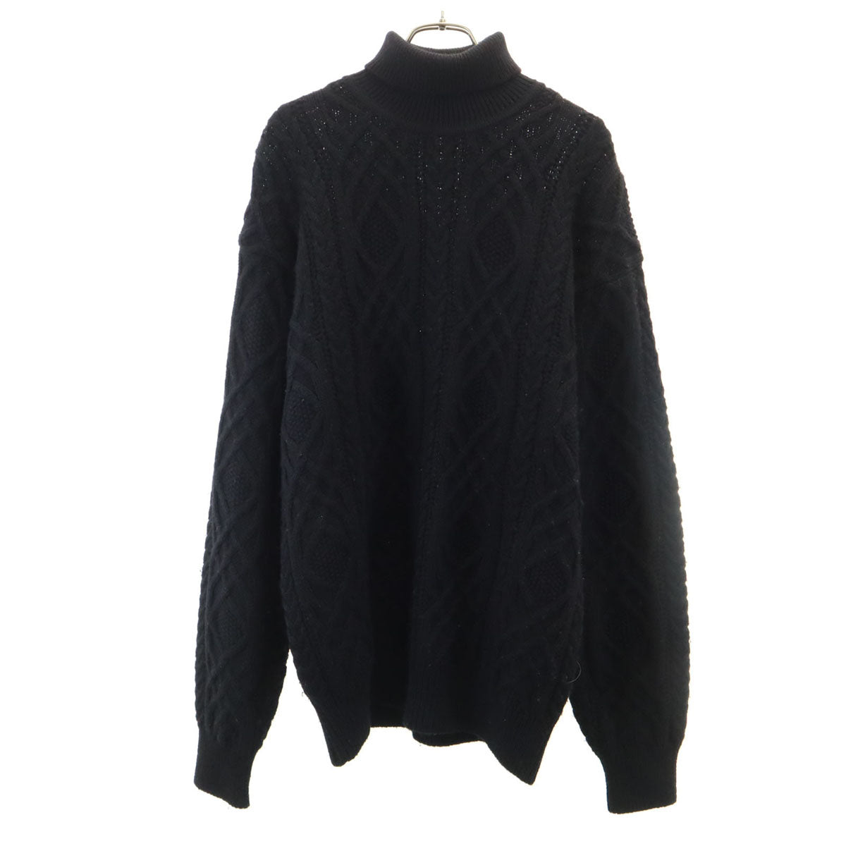 Christian Dior MONSIEUR クリスチャンディオール ムッシュ 90s ウール100％ オールド ケーブル編み 長袖 タートルネック セーター L ブラック ニット メンズ