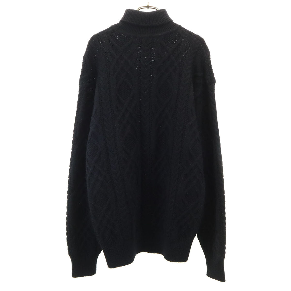 Christian Dior MONSIEUR クリスチャンディオール ムッシュ 90s ウール100％ オールド ケーブル編み 長袖 タートルネック セーター L ブラック ニット メンズ