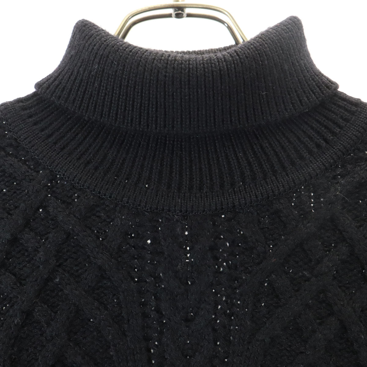 Christian Dior MONSIEUR クリスチャンディオール ムッシュ 90s ウール100％ オールド ケーブル編み 長袖 タートルネック セーター L ブラック ニット メンズ