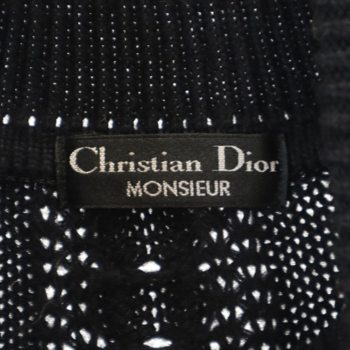 Christian Dior MONSIEUR クリスチャンディオール ムッシュ 90s ウール100％ オールド ケーブル編み 長袖 タートルネック セーター L ブラック ニット メンズ