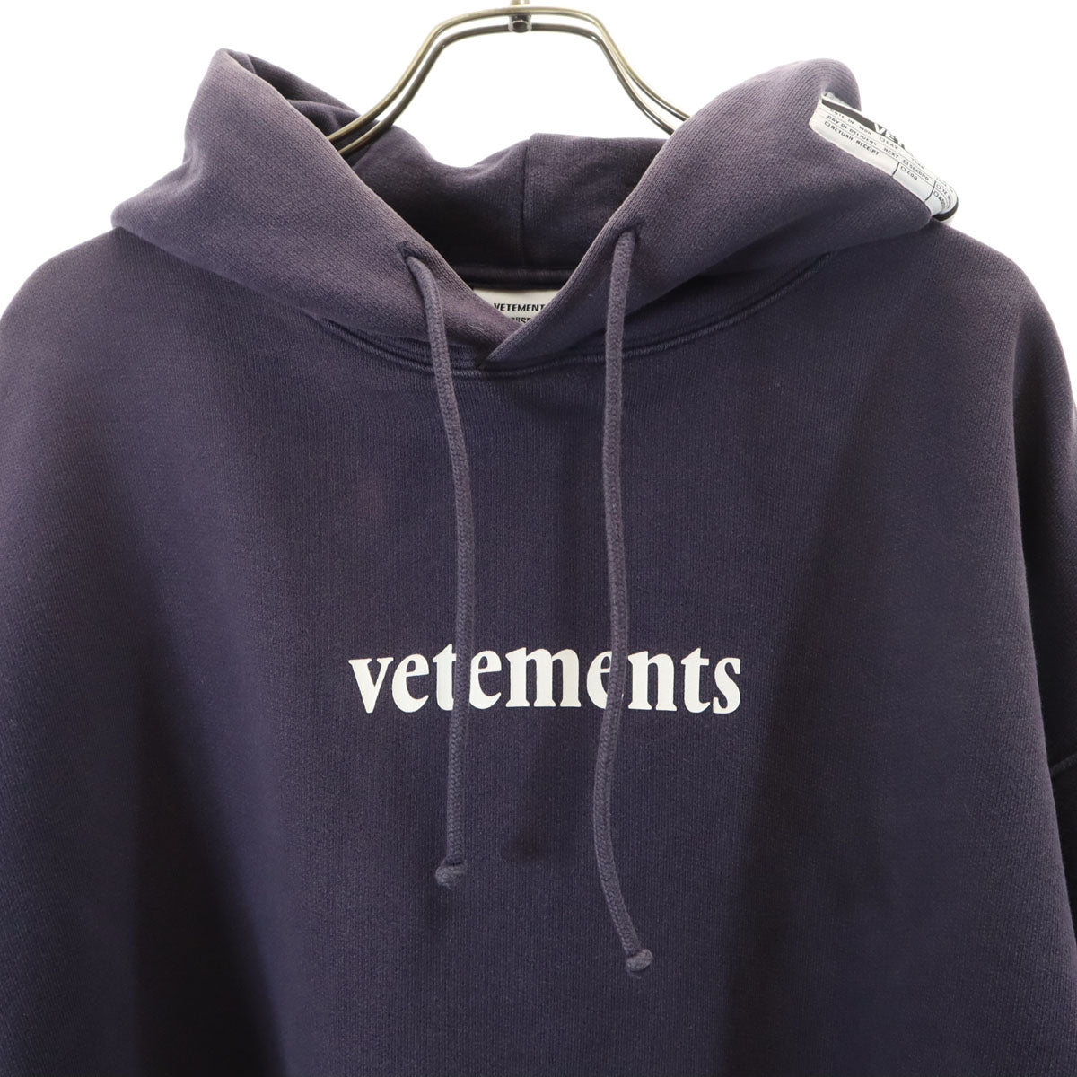 VETEMENTS ヴェトモン 長袖 バーコードパッチ スウェットパーカー M ネイビー プルオーバー ユニセックス メンズ