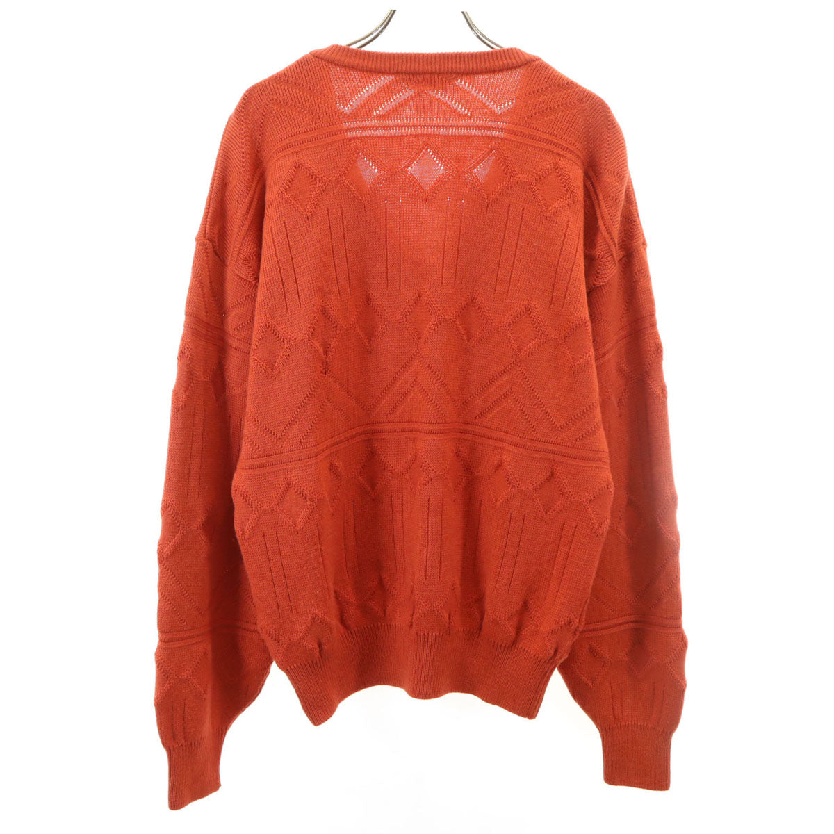 Christian Dior SPORTS クリスチャンディオールスポーツ 90s オールド 総柄 長袖 Vネック ニット M オレンジ セーター メンズ