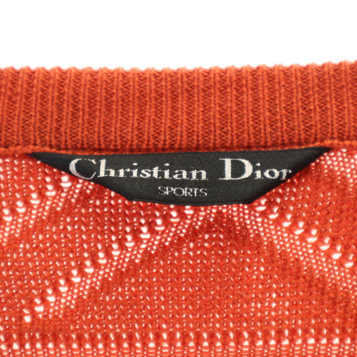 Christian Dior SPORTS クリスチャンディオールスポーツ 90s オールド 総柄 長袖 Vネック ニット M オレンジ セーター メンズ