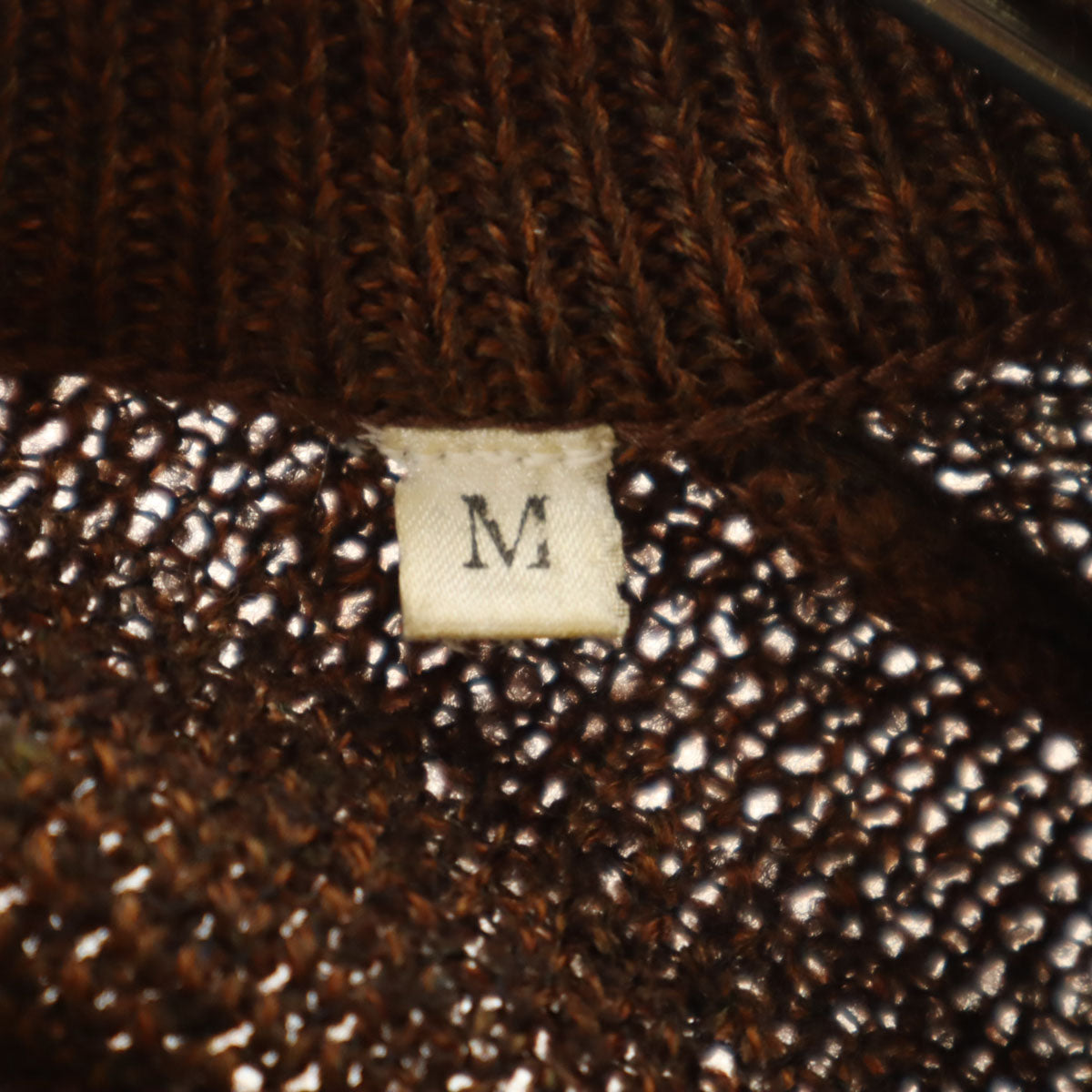 YVES SAINT LAURENT イヴサンローラン 90s オールド 総柄 長袖 Vネック セーター M ブラウン ニット レディース