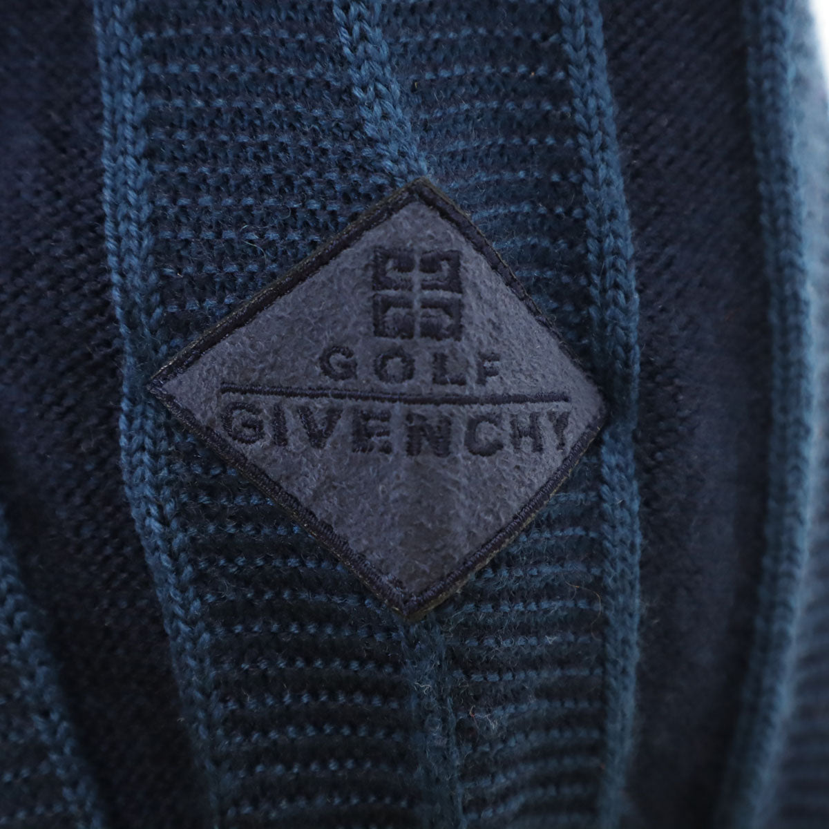 GIVENCHY ジバンシィ 90s 日本製 オールド 総柄 ゴルフ 長袖 セーター L ネイビー ニット メンズ