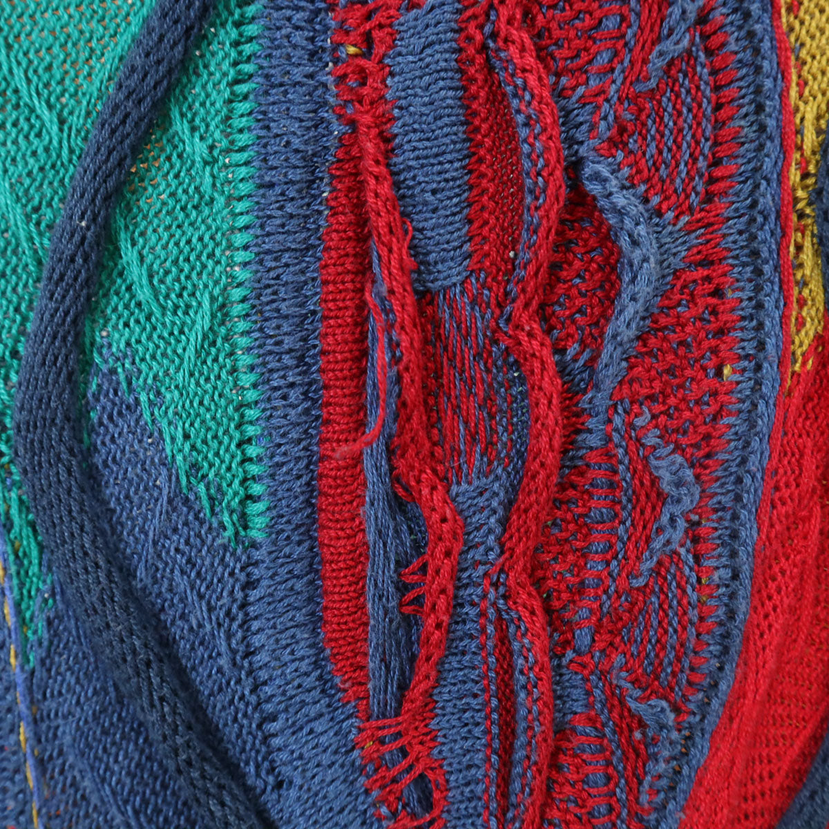 90s オールド 3D 長袖 Vネック 3D ニット マルチ メンズ