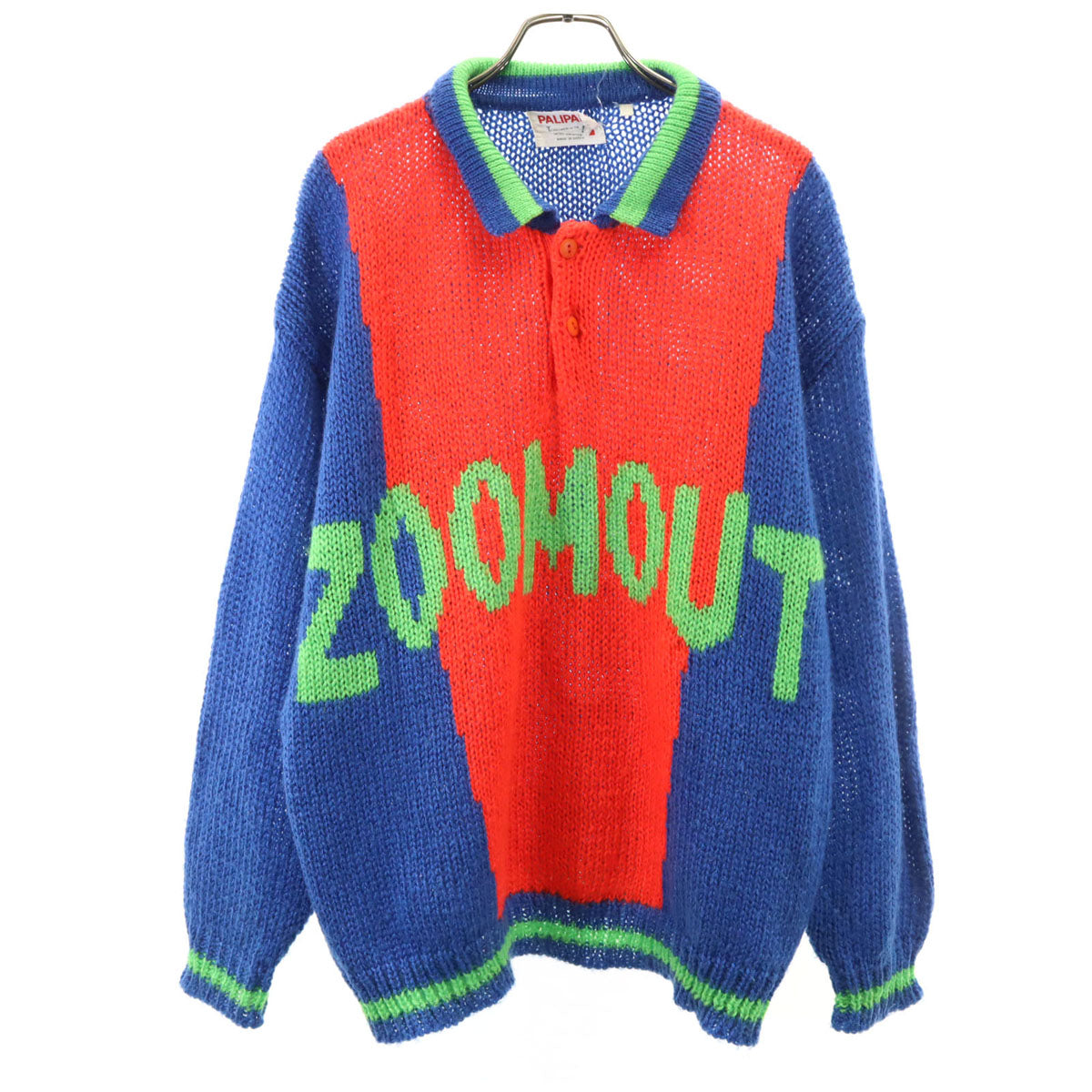 PALIPALI 70s 80s ヴィンテージ ZOOMONT 長袖 ポロ ニット F ブルー セーター レディース