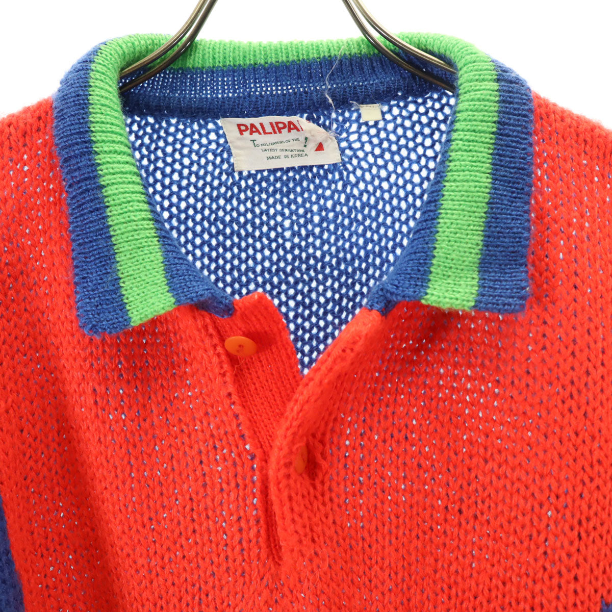 PALIPALI 70s 80s ヴィンテージ ZOOMONT 長袖 ポロ ニット F ブルー セーター レディース