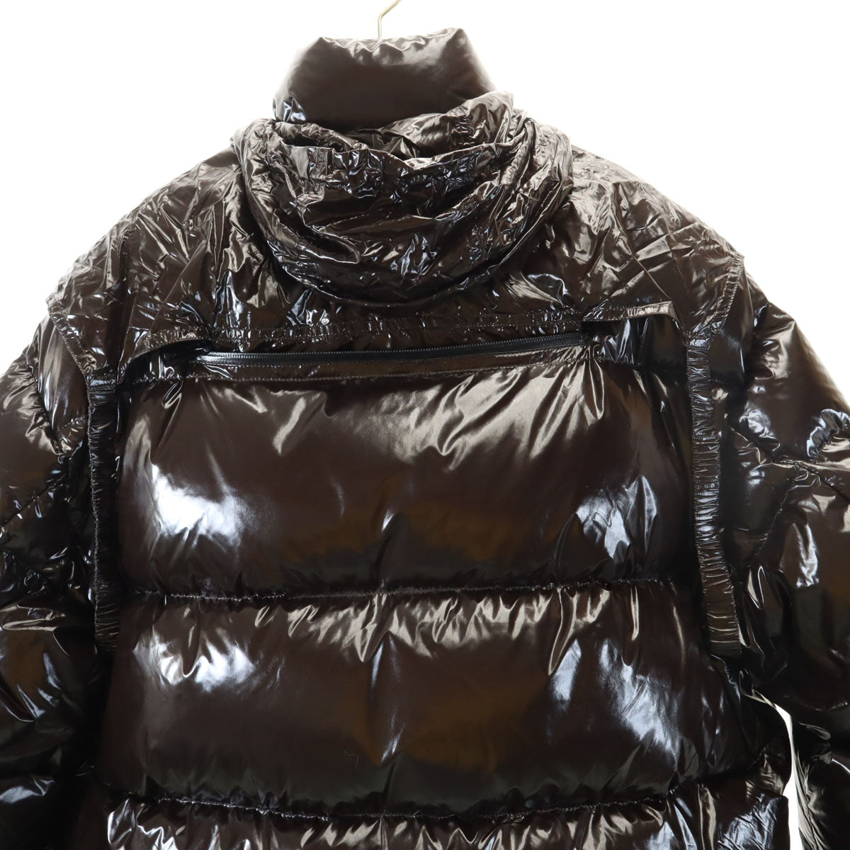 美品 BOTTEGA VENETA ボッテガ ヴェネタ 21AW イタリア製 ライトウエイト シャイニー コーティング ダウンジャケット S ダークブラウン 665999 メンズ