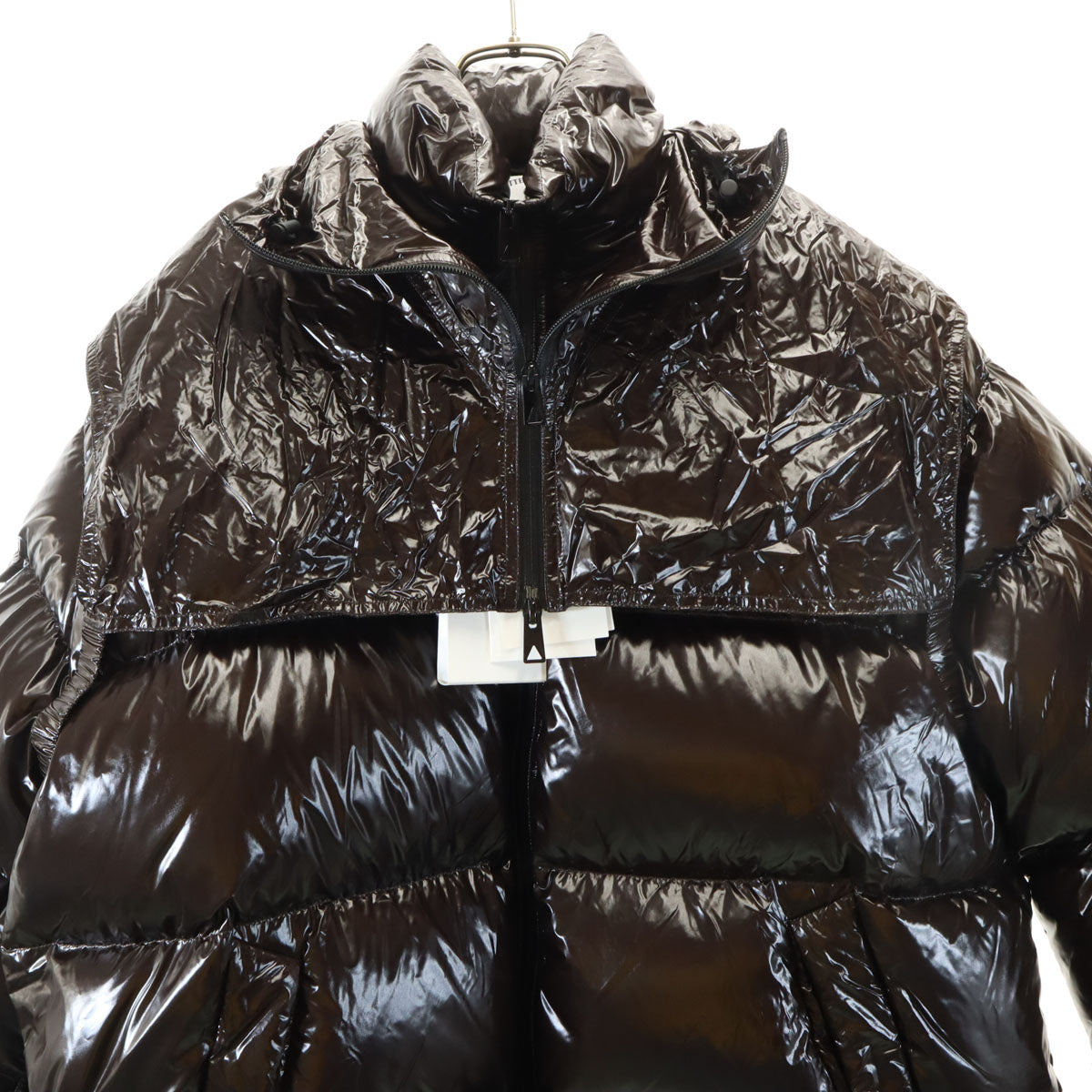 美品 BOTTEGA VENETA ボッテガ ヴェネタ 21AW イタリア製 ライトウエイト シャイニー コーティング ダウンジャケット S ダークブラウン 665999 メンズ