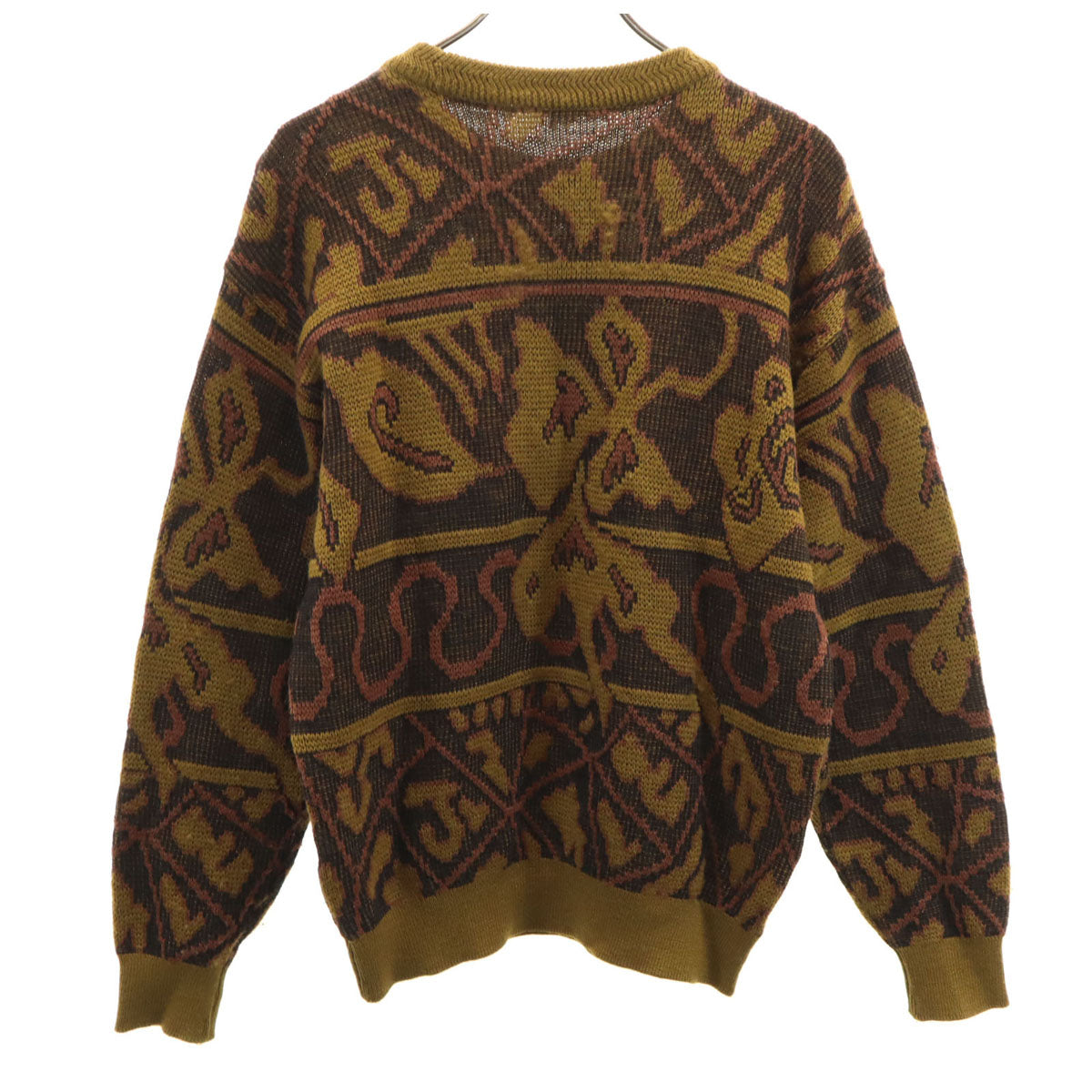 Modigliani モディリアーニ 総柄 長袖 セーター L イエローブラウン系 ニット メンズ