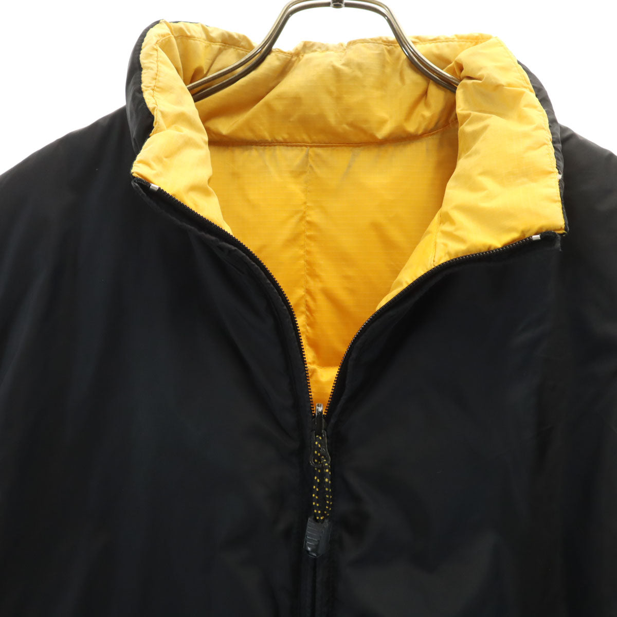 GAP ギャップ リバーシブル ハイブリッド ダウンベスト L 山吹色 ポケッタブル メンズ