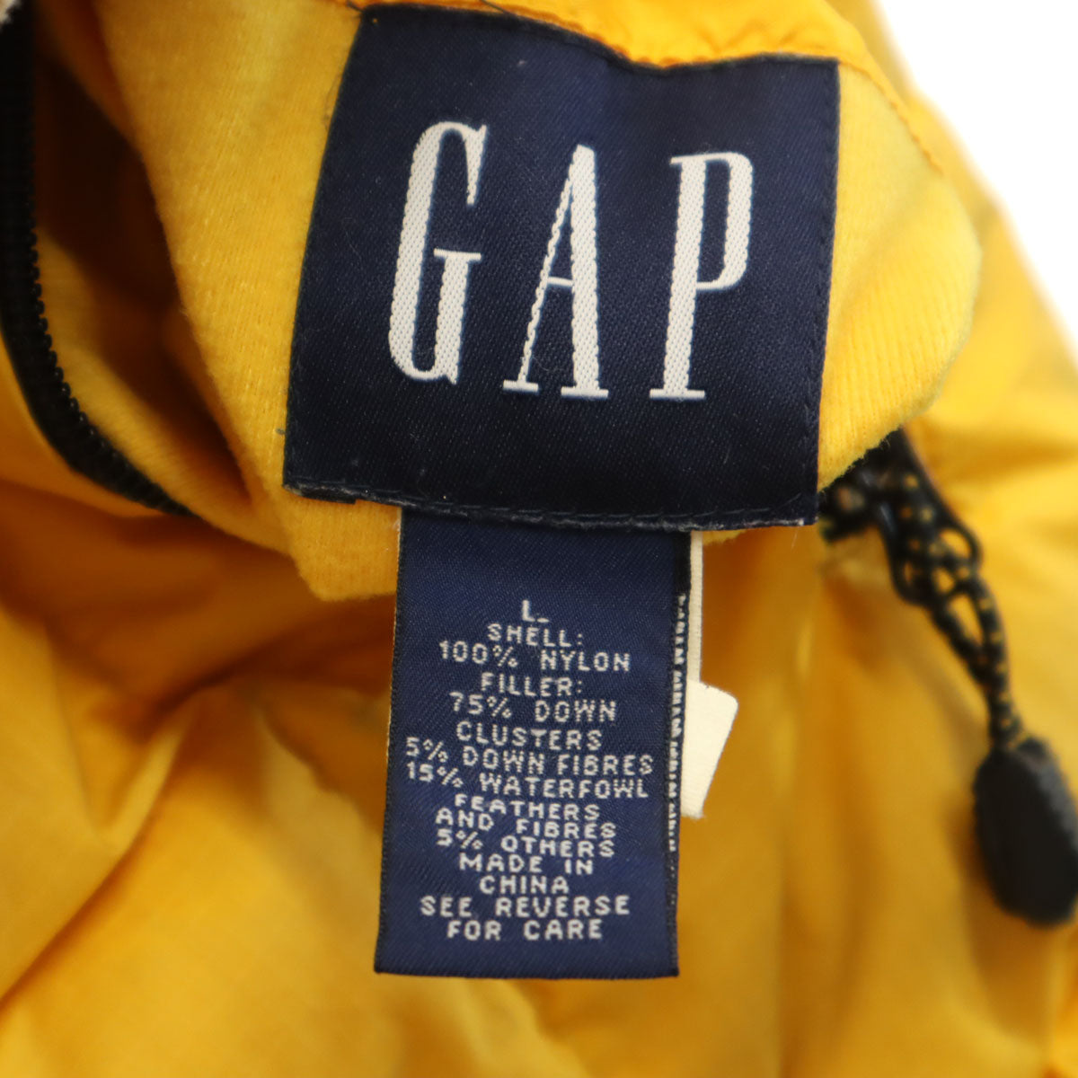 GAP ギャップ リバーシブル ハイブリッド ダウンベスト L 山吹色 ポケッタブル メンズ