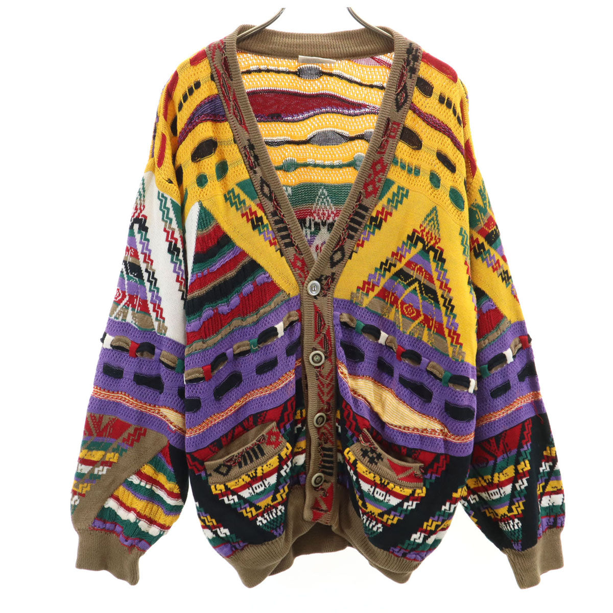 COOGI クージー 90s オーストラリア製 オールド 長袖 3D ニットカーディガン M マルチ メンズ