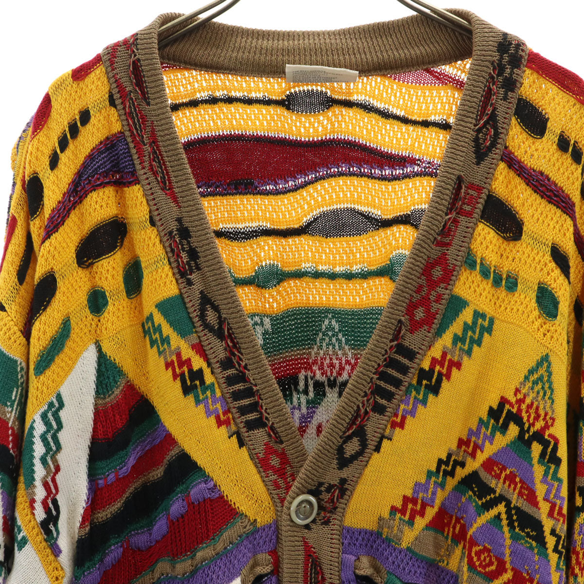 COOGI クージー 90s オーストラリア製 オールド 長袖 3D ニットカーディガン M マルチ メンズ