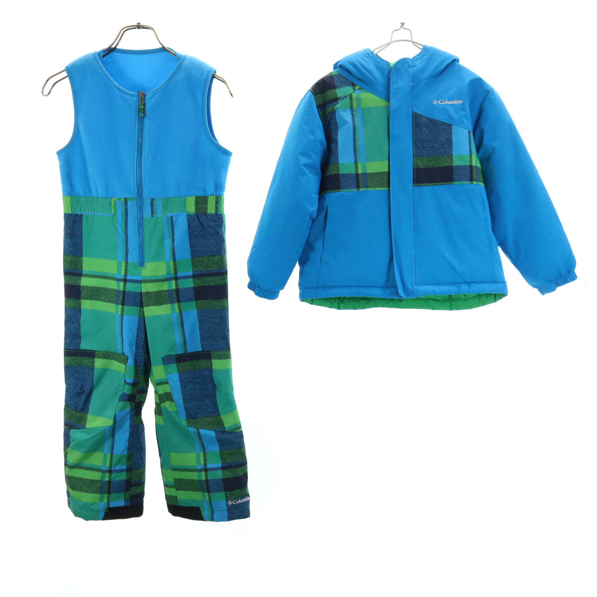 Columbia コロンビア スキー ウェア 上下 セットアップ XS ブルー系 アウトドア リバーシブル キッズ