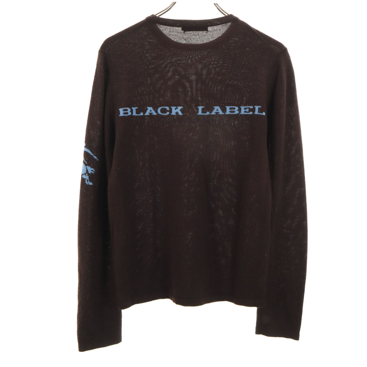 BURBERRY BLACK LABEL バーバリーブラックレーベル ウールブレンド ロゴ 長袖 セーター 2 ブラウン ニット 三陽商会 メンズ