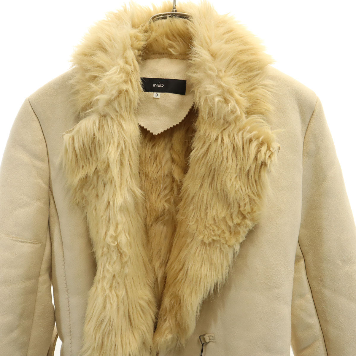 INED イネド フェイク ムートンコート 9 ベージュ レディース