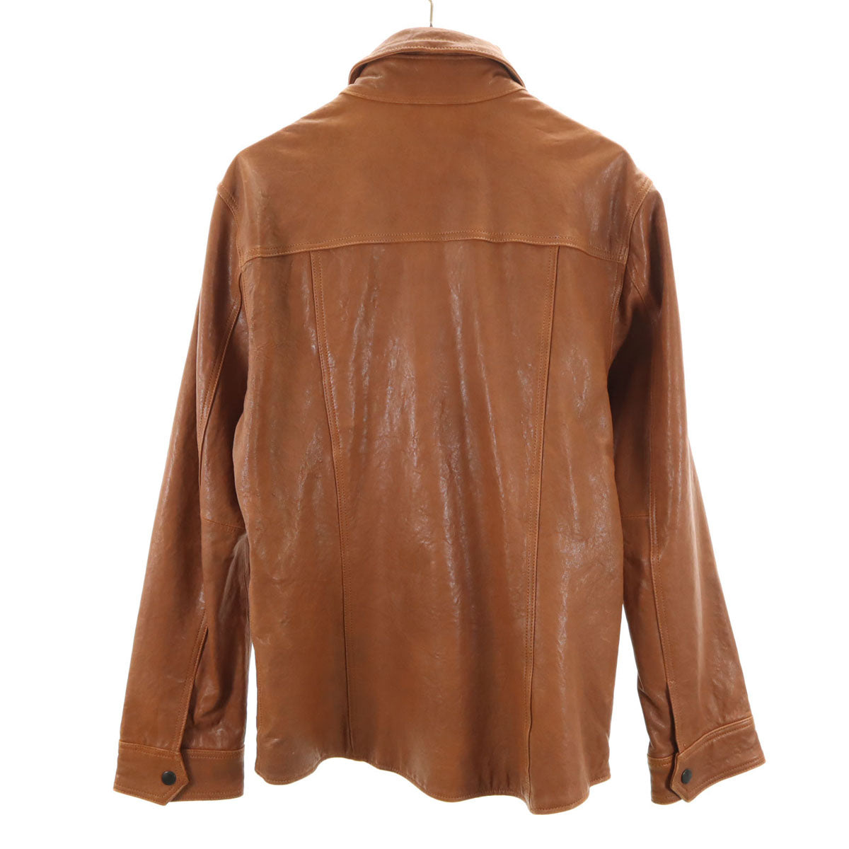 BURBERRY BLACK LABEL バーバリーブラックレーベル 羊革レザー シャツジャケット LL ブラウン 三陽商会 メンズ