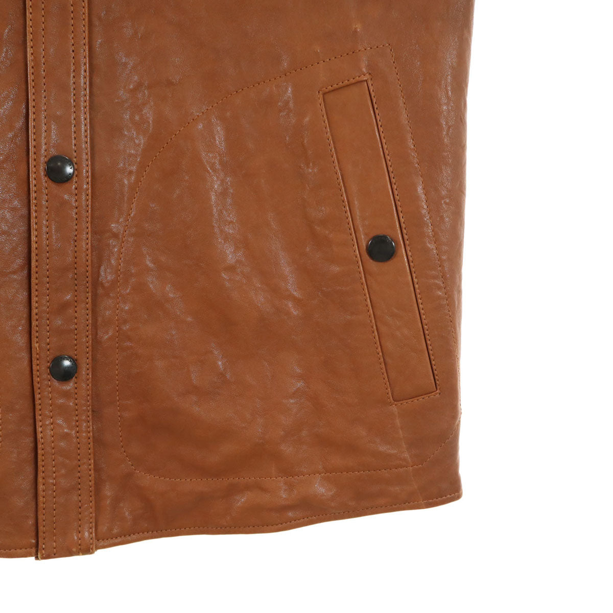 BURBERRY BLACK LABEL バーバリーブラックレーベル 羊革レザー シャツジャケット LL ブラウン 三陽商会 メンズ