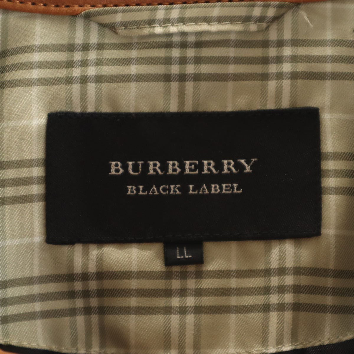 BURBERRY BLACK LABEL バーバリーブラックレーベル 羊革レザー シャツジャケット LL ブラウン 三陽商会 メンズ