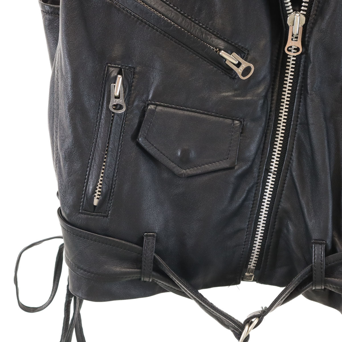 Paul+ Paul Smith ポールプラス ポールスミス ムートンカラー 羊革レザー ライダース ベスト 40 ブラック レディース