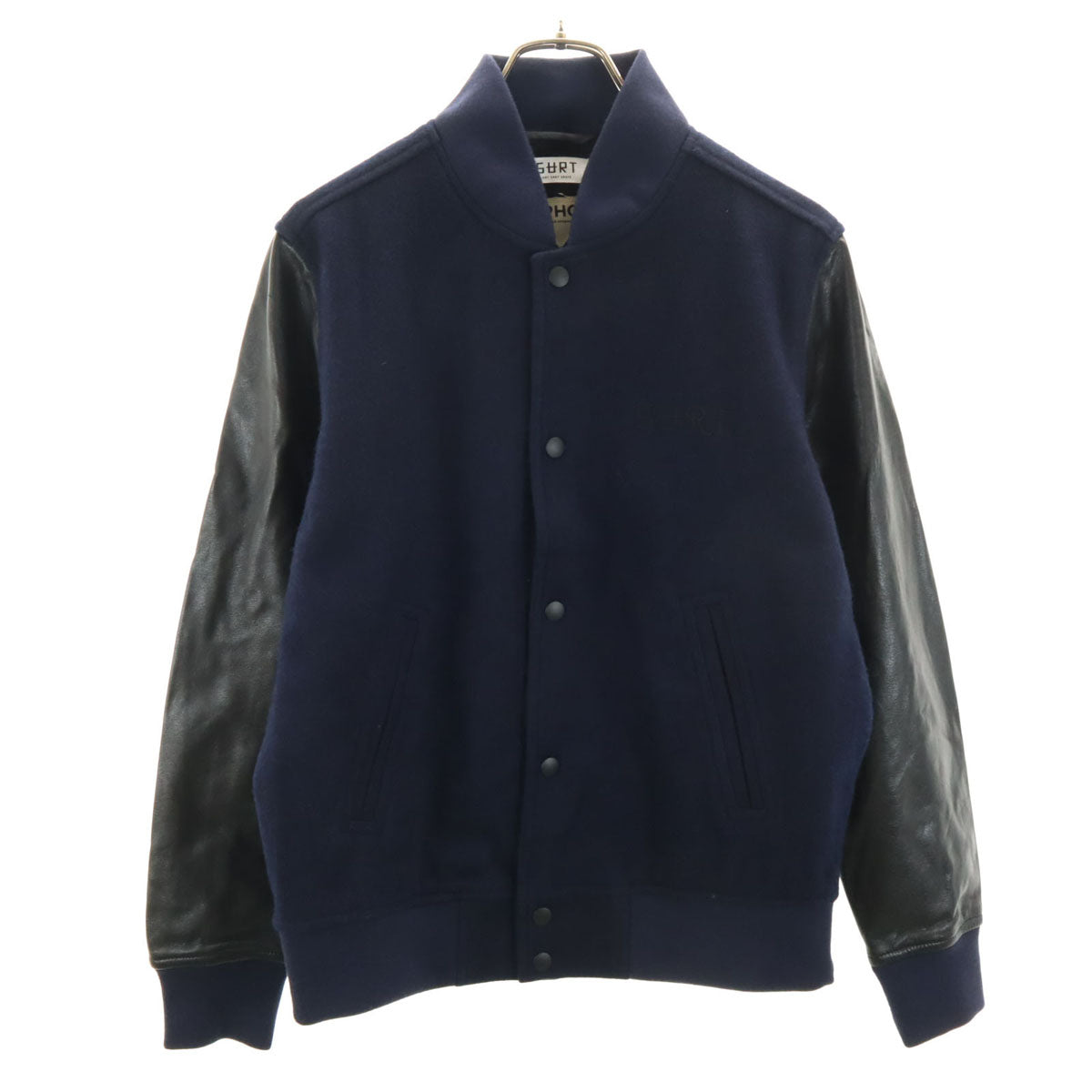 RHC Ron Herman アールエイチシー ロンハーマン PLAY BOY × SURT プレイボーイ×サート コラボ 日本製 バック刺繍 牛革レザー切替 スタジャン M ネイビー メンズ