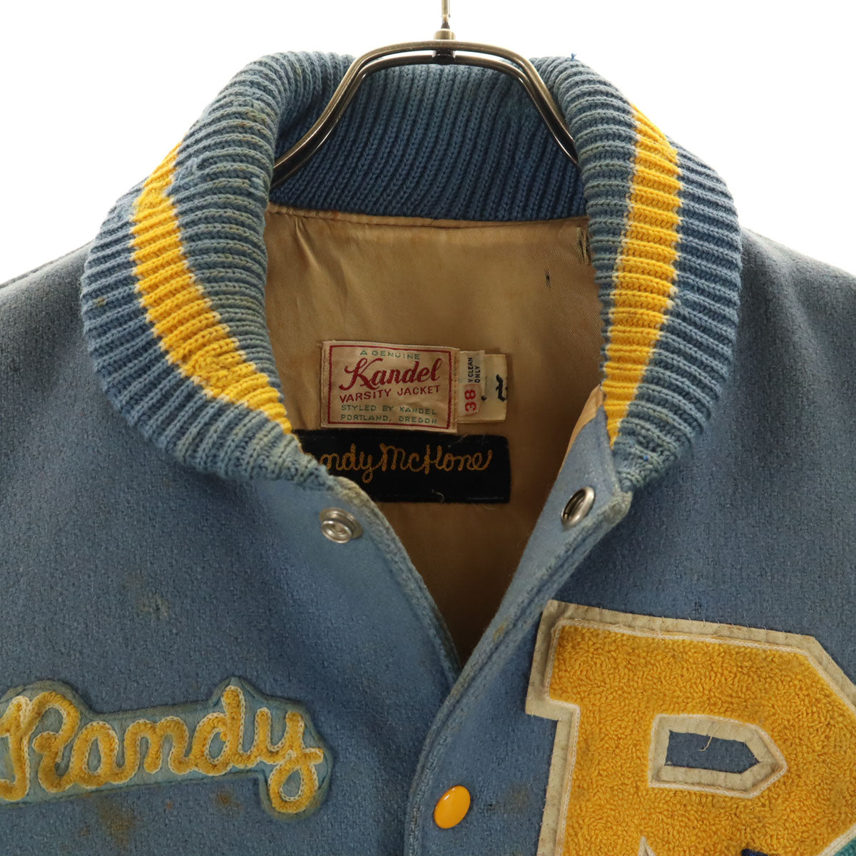 Kandel カンデル 70s 80s ヴィンテージ バーシティ ジャケット 38 ブルーグレー スタジャン メンズ
