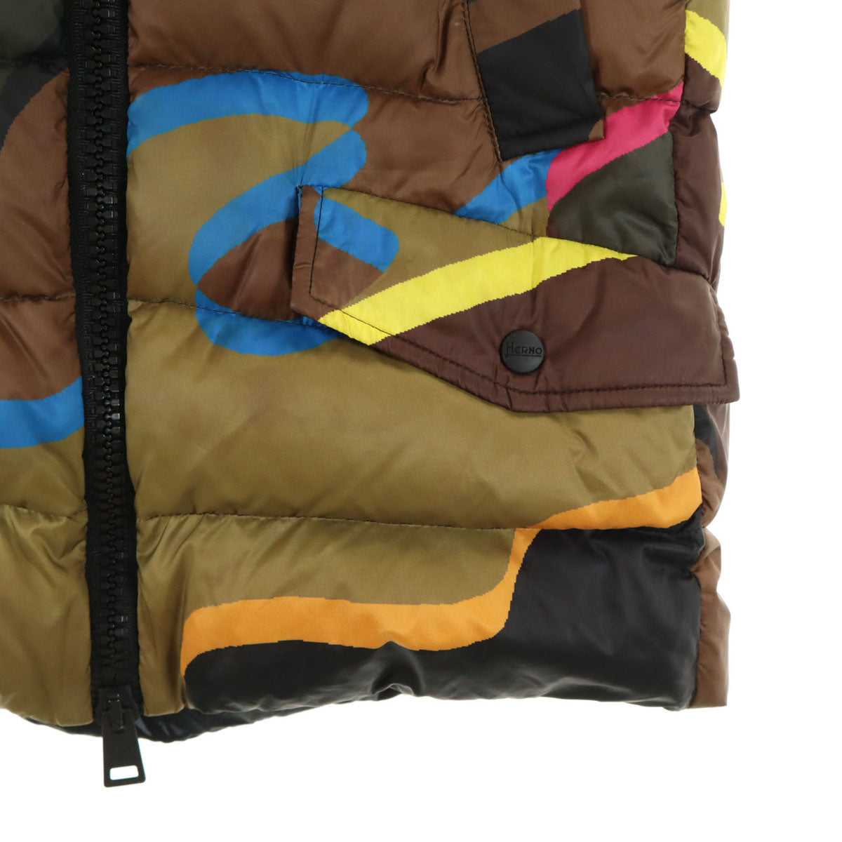 Herno ヘルノ 総柄 ダウンジャケット 42 ブラウン レディース