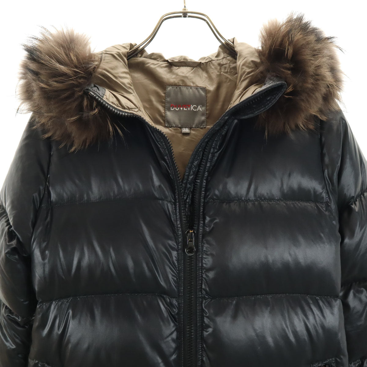 DUVETICA デュベティカ kappa ダウンコート 38 チャコールブラック ラクーンファー付き レディース