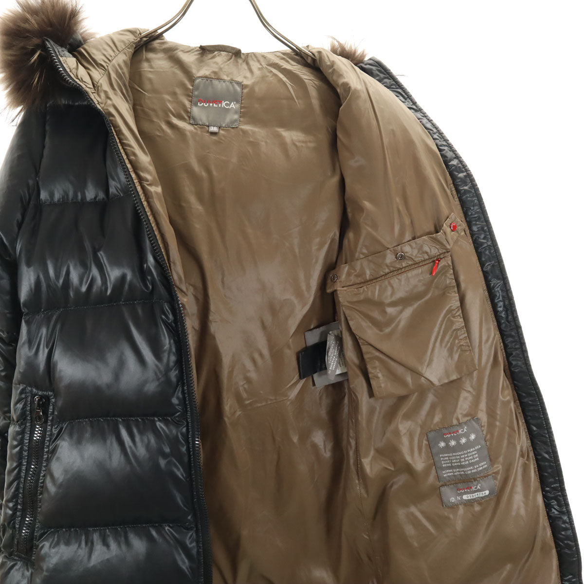 DUVETICA デュベティカ kappa ダウンコート 38 チャコールブラック ラクーンファー付き レディース