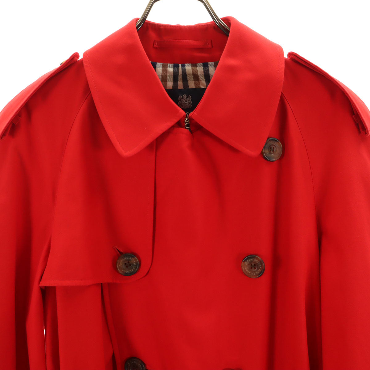 JUNYA WATANABE COMME des GARCONS ジュンヤワタナベコムデギャルソン 2004年 Aquascutum アクアスキュータム コラボ イギリス製 トレンチコート 34 レッド レディース