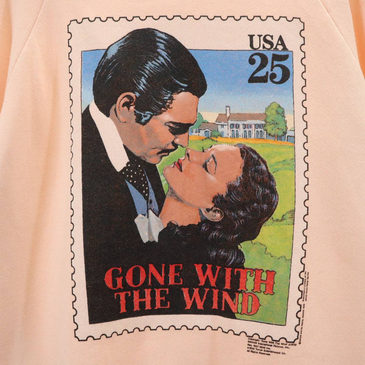 FRUIT OF THE LOOM フルーツオブザルーム 90s USA製 オールド 風と共に去りぬ プリント 長袖 スウェット トレーナー S ピンク Gone With the Wind 裏起毛 メンズ