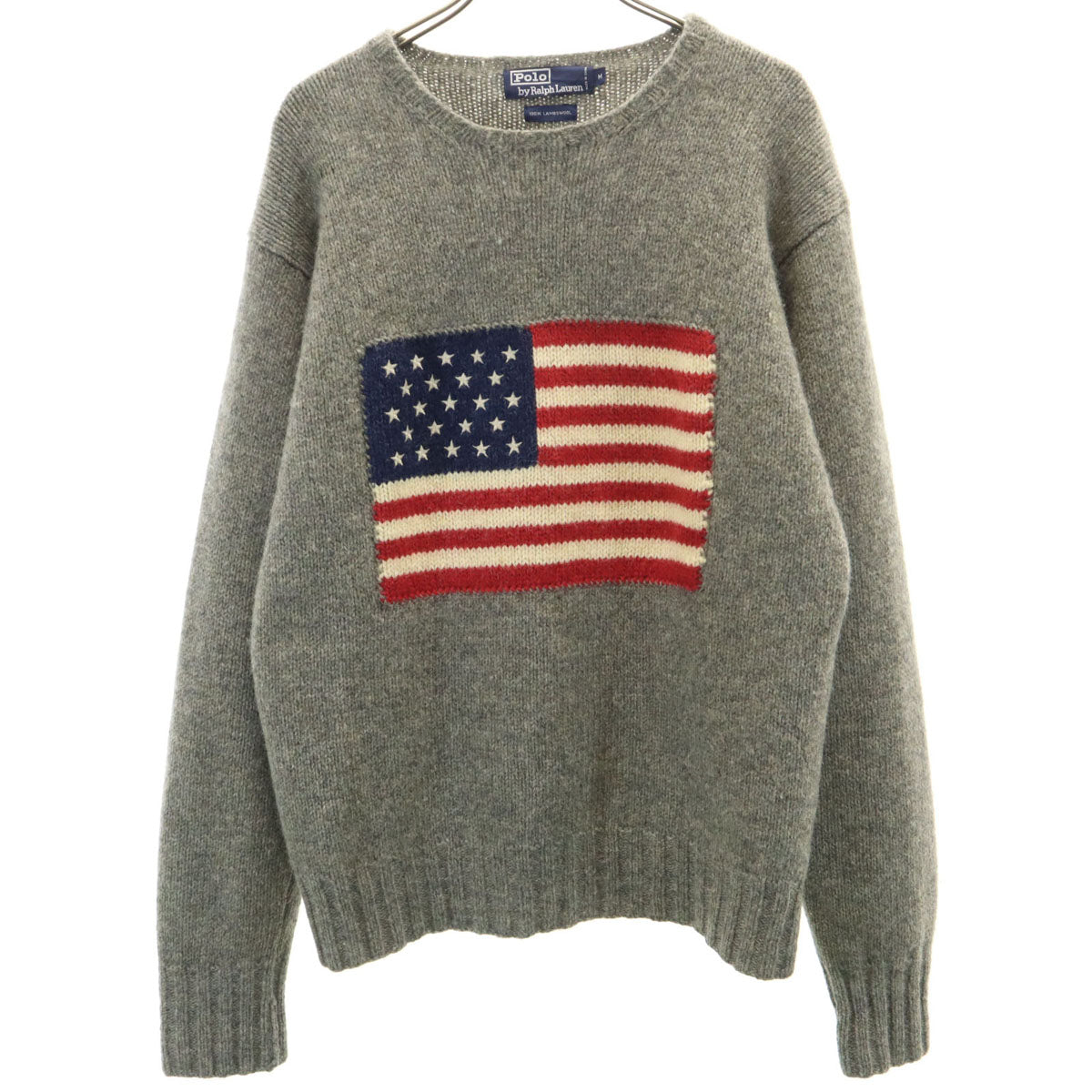 Polo by Ralph Lauren ポロバイラルフローレン 星条旗 長袖 セーター M グレー ニット メンズ