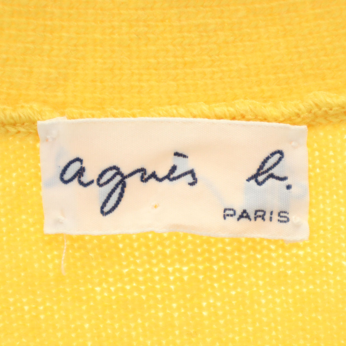 agnes b. アニエスベー スコットランド製 長袖 ニットカーディガン 40 イエロー レディース